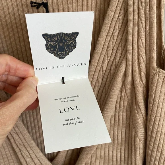 NWT Lita by Ciara Cold Shoulder Merino Wool Midi Knit Sweater in Doe - Picture 3 of 9